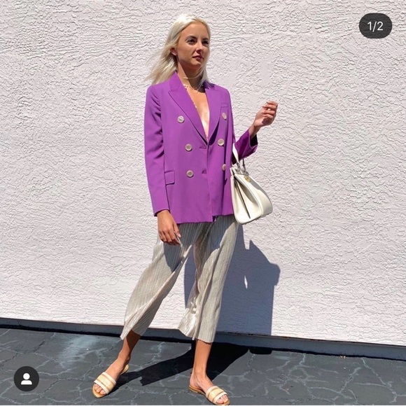 Alice + Olivia Elba metallic plisse pull on cropped wide legged pant size 4 NWT - Picture 12 of 13